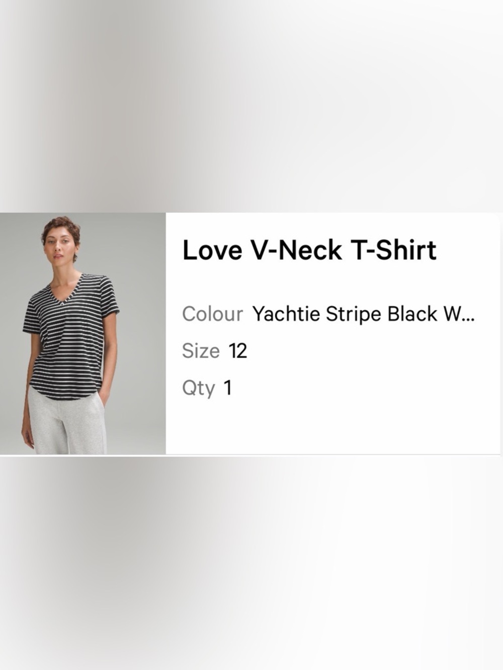 lululemon athletica Black & White Striped V-Neck Tee - Picture 4 of 4